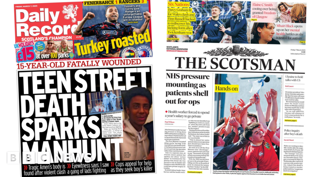 Scotland's papers: 'Manhunt' after boy killed and NHS pressure
